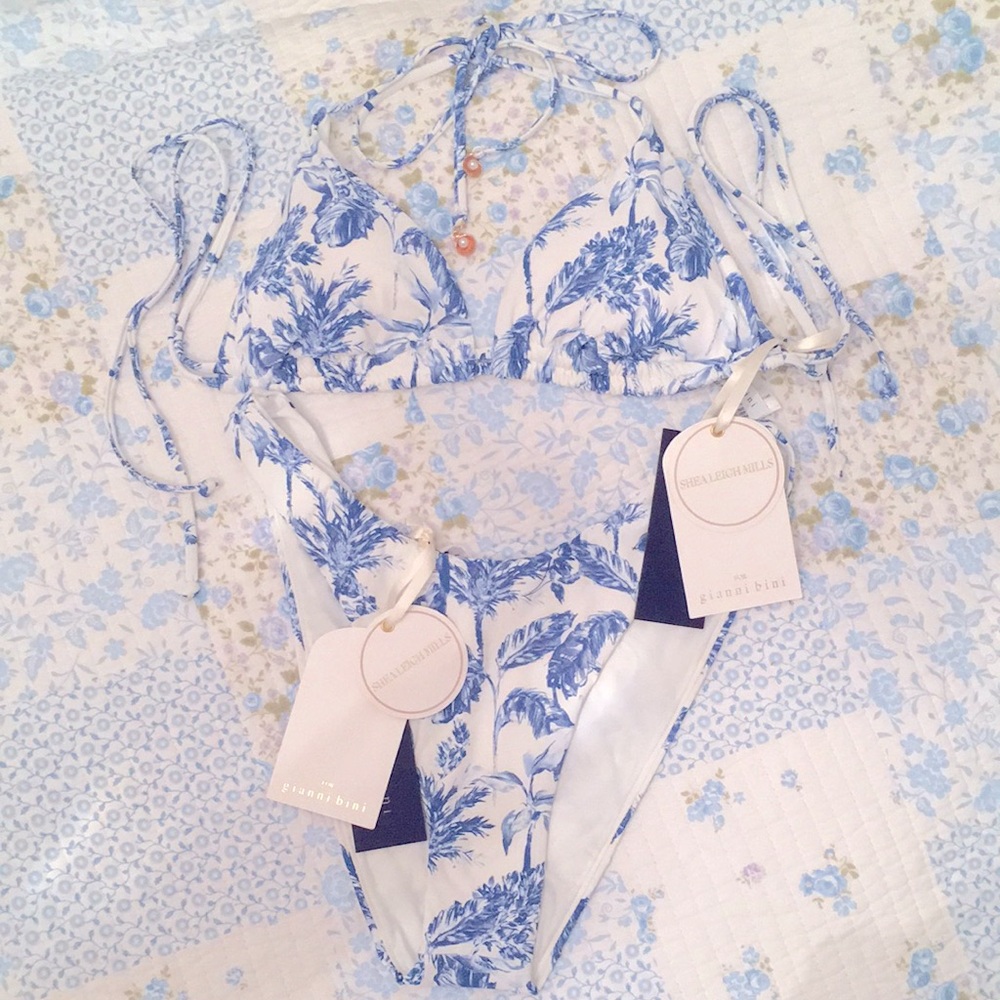 NWT!🌊 Gianni Bini x Shea Leigh Mills Waterloo Blue White Bikini Set* M! Rare✨ - Picture 7 of 12